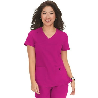 koi Basics Women's Katie Mock Wrap Solid Scrub Top