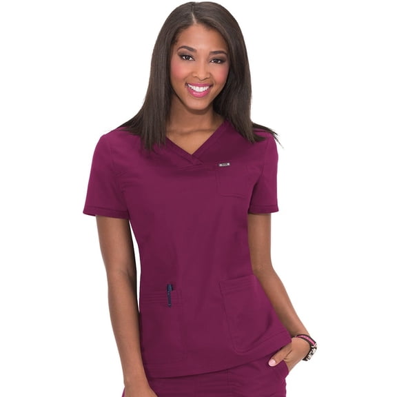 koi Classics Women's Nicole Crossover V-Neck Solid Scrub Top