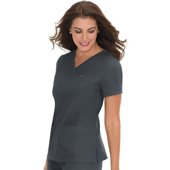 koi Classics Women's Nicole Crossover V-Neck Solid Scrub Top