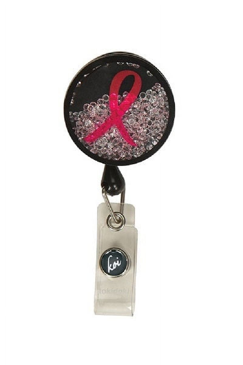koi Shaker Retractable Badge Reels Color: Breast Cancer Research Foundation