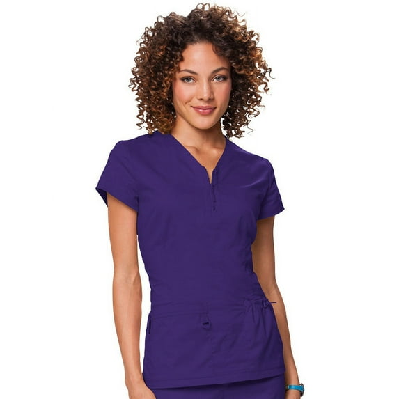koi Stretch Women's Mackenzie Zip V-Neck Solid Scrub Top