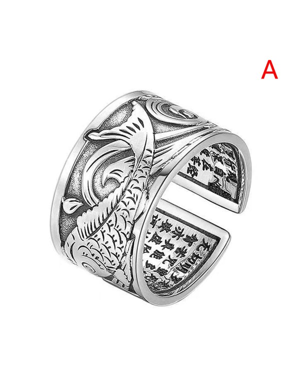 koi fish pattern opening ring men and women good luck wearing jewelry