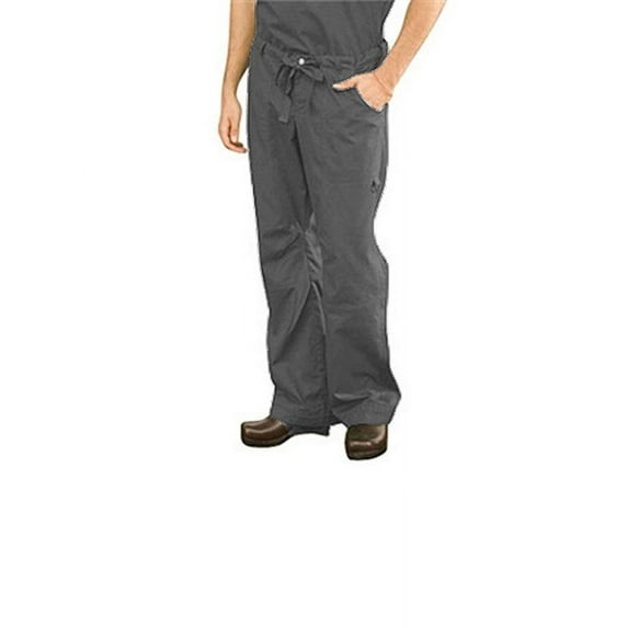 koi james elastic men's scrub pants with zip fly and drawstring waist, steel, x-large