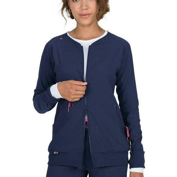 koi lite women's clarity zip front solid scrub jacket