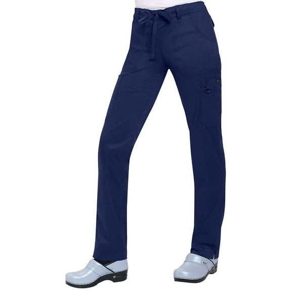 koi women's stretch lindsey mid-rise drawstring waist cargo scrub pants, navy, xx-small