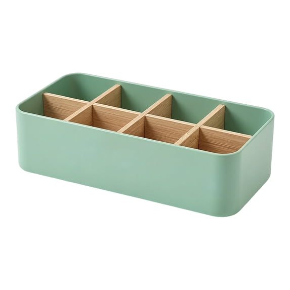 kojbhygd Creative Wooden Storage Box 6 Compartment Desktop Organizer Multipurpose Container Home Office Kitchen