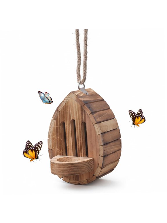 Wooden Butterfly Feeder, Butterfly Habitat Nesting Box, Natural Hanging Garden Outside Decoration, Multifunctional Butterfly Bugs, Butterflies, Moths, Lacewings