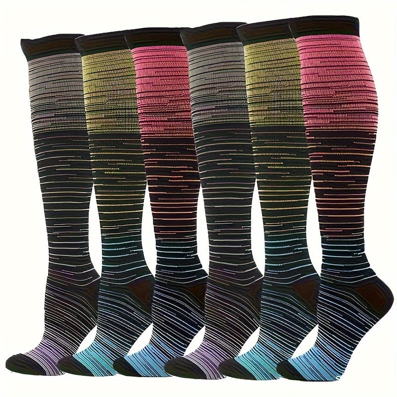 komouy 6 pairs of sports compression socks Running long calf Men‘s and