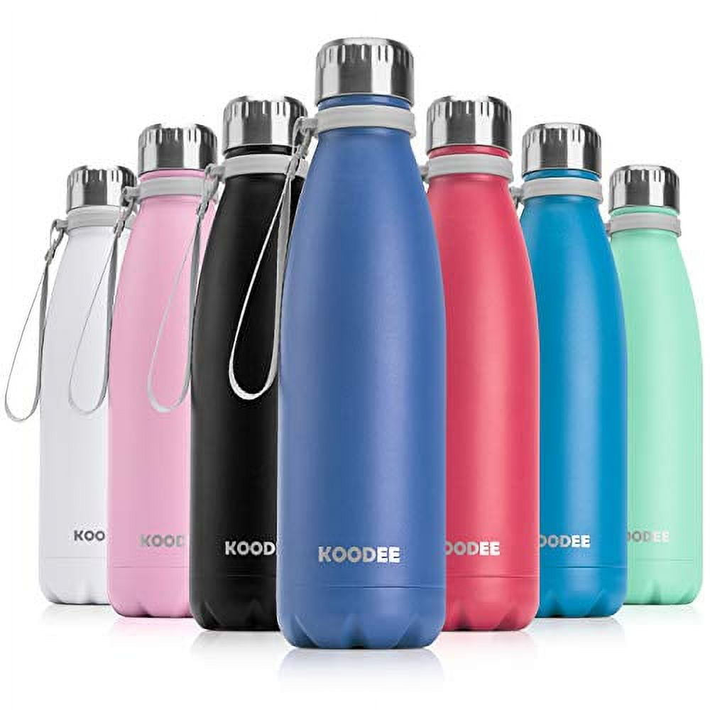 koodee Kids Water Bottle 12 oz Stainless Steel Vacuum Insulated Wide Mouth Flask with Leakproof Spout Lid (Teal)