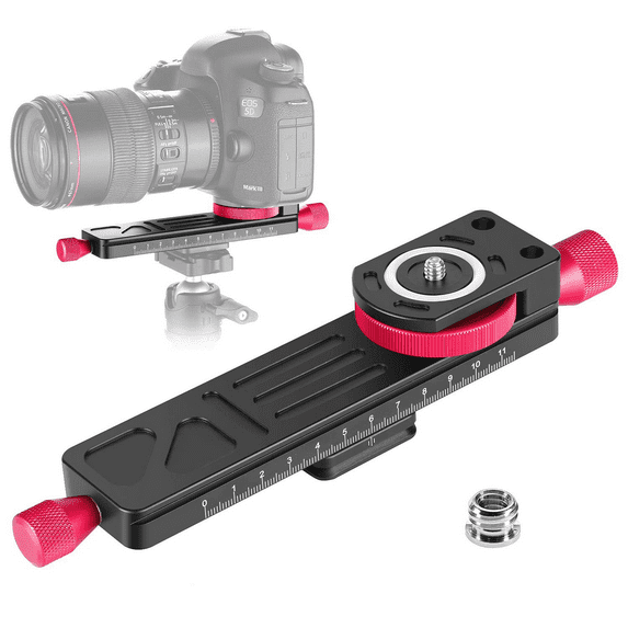 koolehaoda All Metal Wormdrive Macro Focusing Focus Rail Slider/Close-up Shooting Clamp Plate: 115mm Adjustment with 1/4 Inch Screw Head for DSLR Cameras,Tripod Ballhead, Arca/RRS Lever Clamp Compati