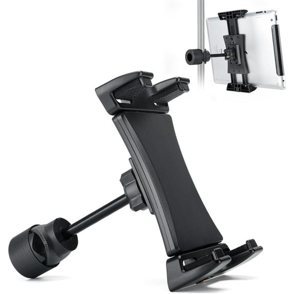 koolehaoda Tablet Mount Holder for Mic Stand, Adjustable Microphone Music Stand iPad iPhone Holder Fits Devices from Screen Size 4.7 to 12.9in Tablets & Smartphones
