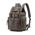 thumbnail image 1 of koolehaoda Vintage Canvas Travel Laptop Backpack Leather Rucksack Knapsack Unisex Casual Backpack 19inch School Computer Bag Hiking Bag Gifts for Men & Women Gray L, 1 of 7