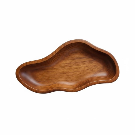 koolsoo 1 Solid Wood Fruit Bowl Carved Surface Retro Dough Bowl with Raised Edges for Bread Serving Home Decor