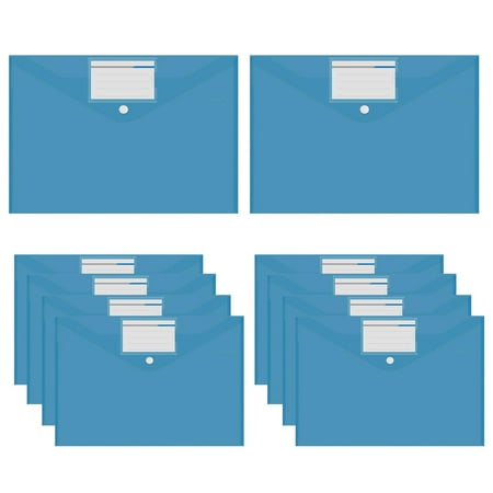 koolsoo 10 Pieces File Folder A4 Folders Wallet Waterproof Document Folders with Label Pocket for Passports Cards Paper Business Trip blue