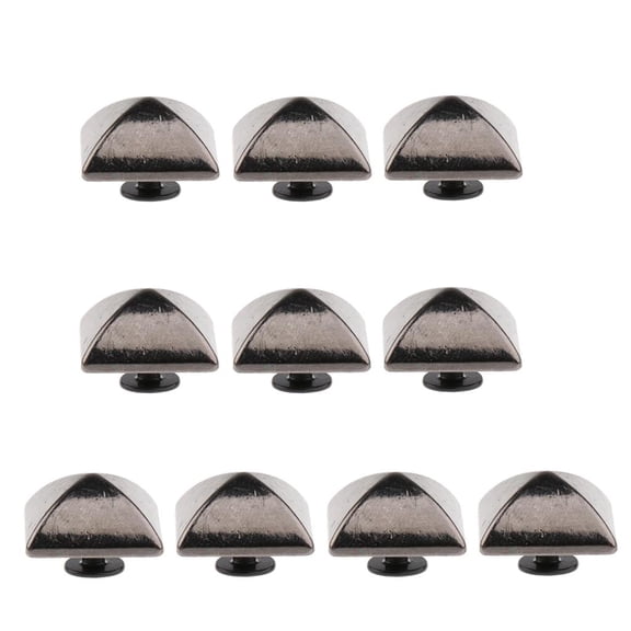 koolsoo 10 Sets Square Pyramid Rivet Studs Spots Punk Leather Bag Shoe Clothes Decoration - Grey Black