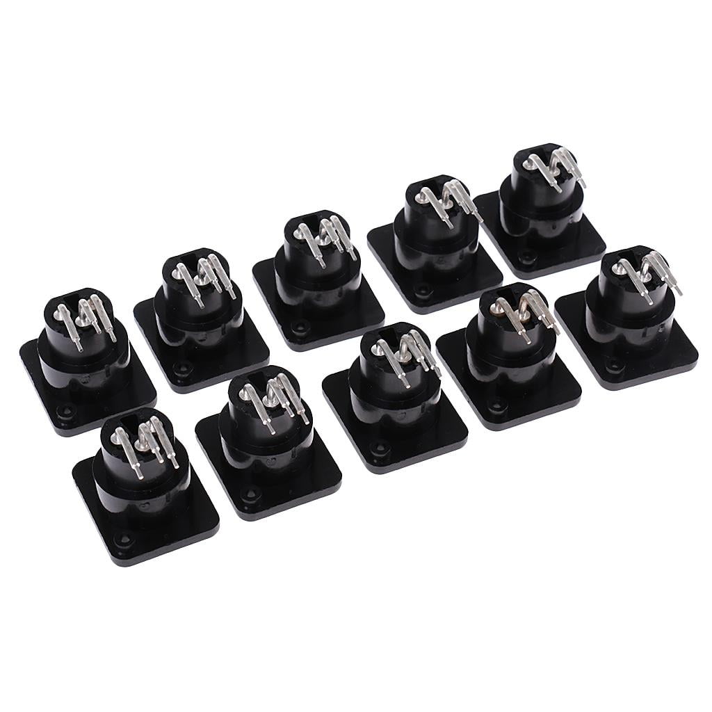 koolsoo 10pc Plastic XLR 3P Female Socket Panel Mount Chassis Socket ...