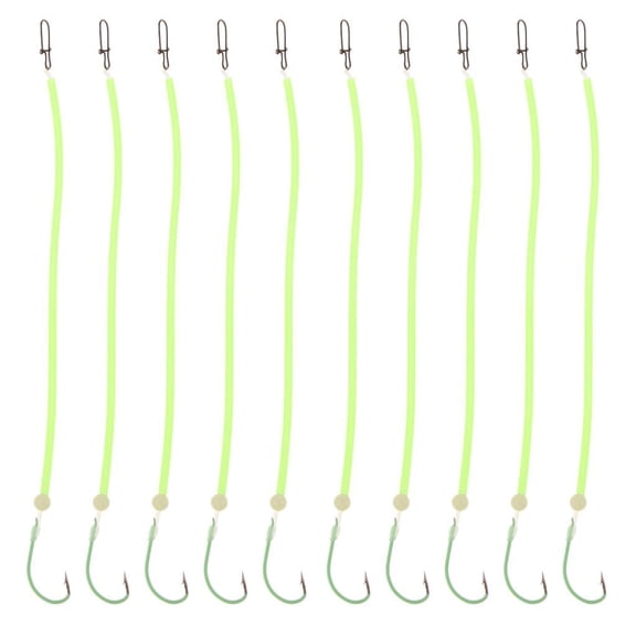 koolsoo 10pcs Anti-Winding Ready Tied Chod Rigs With Luminous Barbed Hook Rig Tube Bead For Night & Deep Sea Fishing Hook Size 14