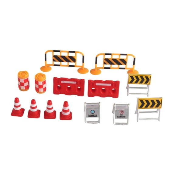 koolsoo 14 Pieces Mini Traffic Signs Model Construction Road Signs Barrier Educational Playset Secure Plaything for Skill Building Suitable for Kids Birthday Gift Home Learning