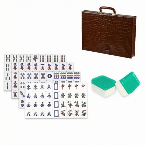 koolsoo 144-tile Mahjong Game Set Acrylic Classic Chinese Bamboo Dot Characters for Adult Social Gatherings