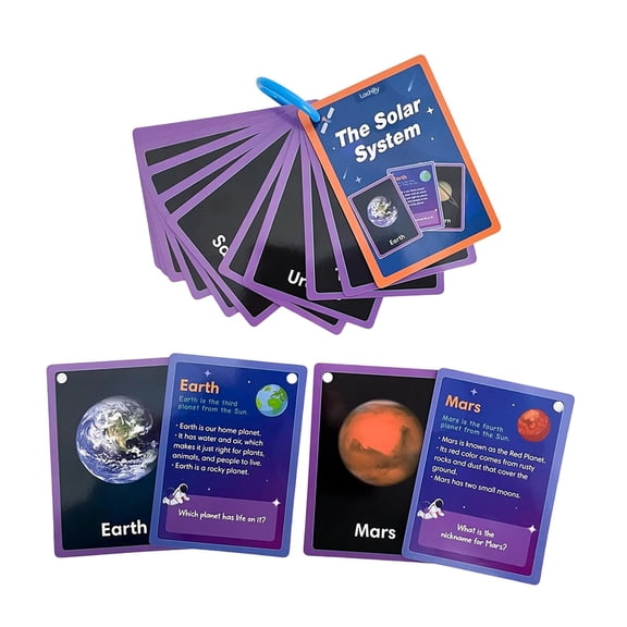 koolsoo 15 Pieces Solar System Flash Cards Card Paper Astronomy Montessori Educational Game Beginner Speech Learning Toy Suitable for Classroom Preschool
