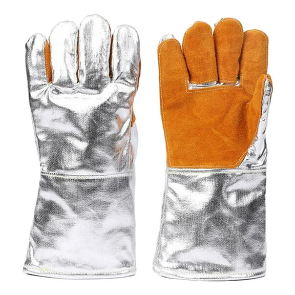 koolsoo 2 Pieces Aluminum Foil Heat Insulation Gloves, Heat Insulation Gloves,Welding Gloves for Oven Baking,Lab Work Cooking,Kitchen B