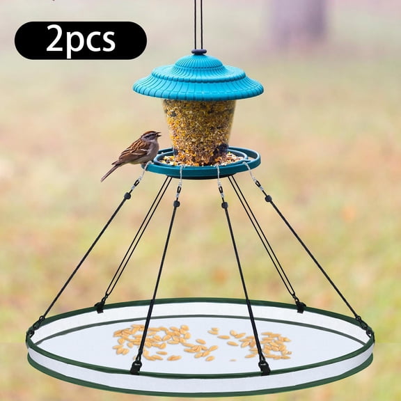 koolsoo 2 Pieces Bird Seed Catcher Trays Birds Feeding Sturdy Convenient Adjustable Outdoor Garden Accessories Hanging Trays Dia 50.5cm