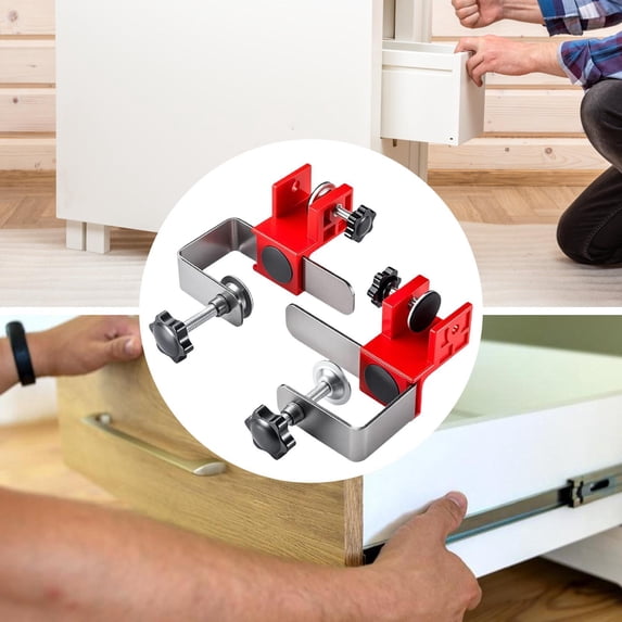koolsoo 2 Pieces Drawer Front Installation Clamps Stainless Steel Multifunctional High Strength Adjustable Cabinet Installation Tools