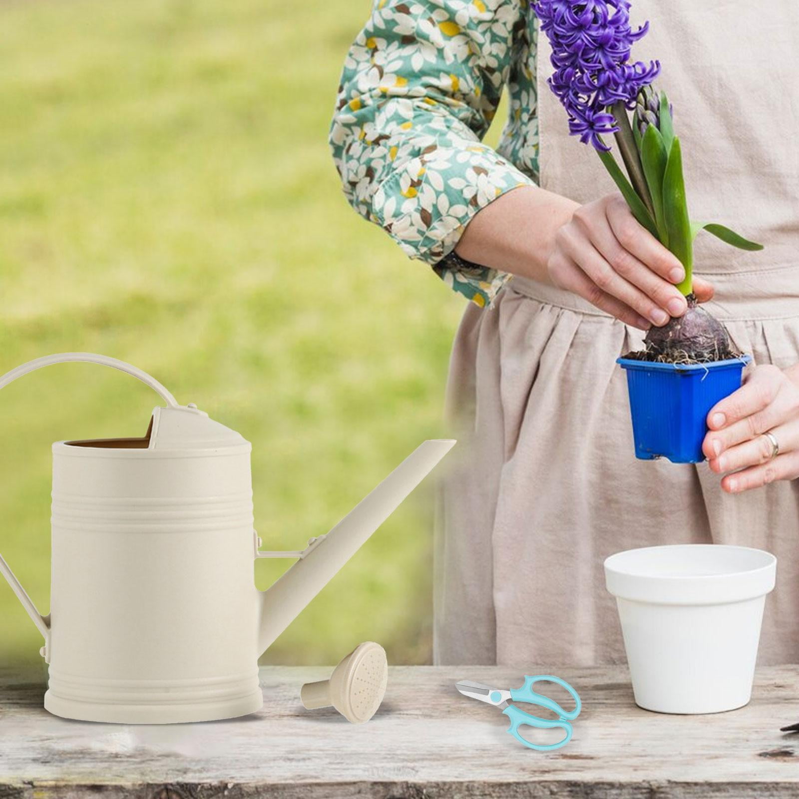 koolsoo 2L Garden Watering Can Watering Pot Removable Nozzle Watering Bottle Sturdy Gardening Tool for Watering Plants Garden Flowers beige