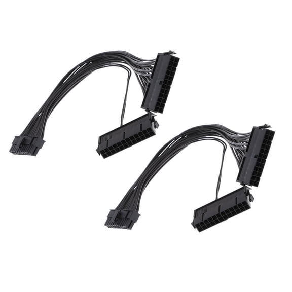 koolsoo 2piece 24Pin Male to Female Dual PSU Power Mining Cables ATX Motherboard Adapter
