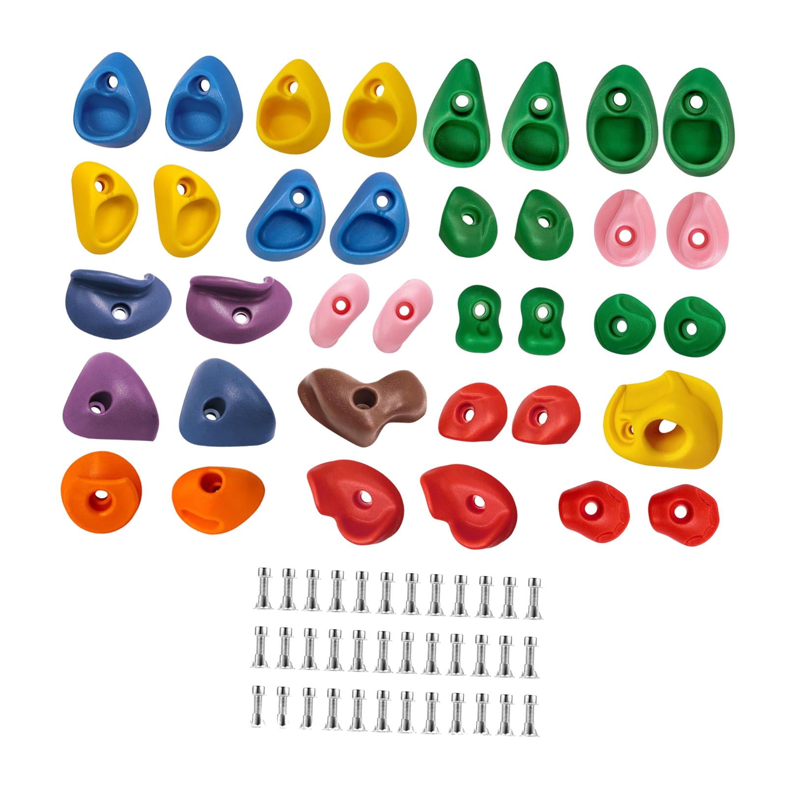 koolsoo 36Pcs Rock Climbing Holds Climbing Grips Set Multi Colored Includes Mounting Screws Support Multi Size for Gym Outdoor Indoor