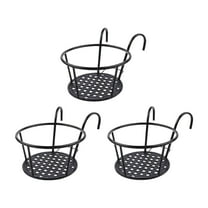 koolsoo 3x Hanging Planter Basket Above The Rail Flower Pot Holder Around Hanging Railing Planters for Window Courtyard Outdoors in The Interior Outdoors Black