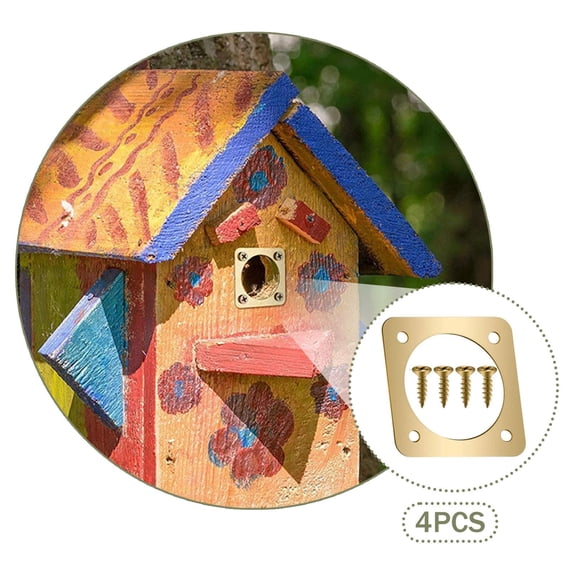 koolsoo 4 Pieces Birdhouse Guards Bluebird Box Protection Plates Wood Pecker Nest Weather Resistant Nest Entrance Guards 3.8 cm