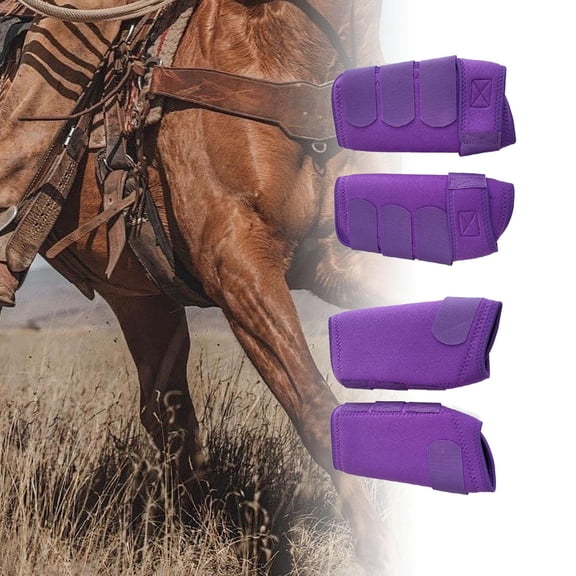 koolsoo 4 Pieces Horse Boots Leg Covers Ourtdoor Protection Adjustable Equestrian Equipment Breathable Riding Leg Guard Leg Wraps Set 30cm