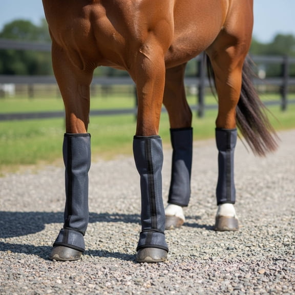 koolsoo 4 Pieces Horse Leg Wraps Breathable Horse Fly Boots Promotes Ventilation Mesh Fly Leg Wraps for Outdoor, Pasture, Trail Riding