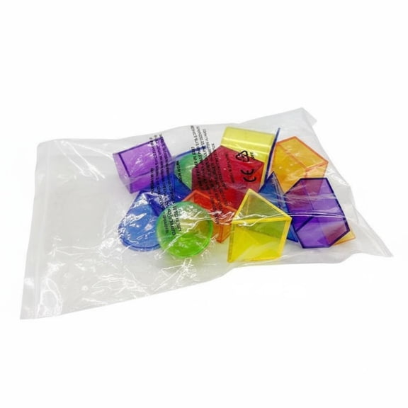koolsoo 48 Pieces Geometry Shapes Blocks Transparent See Through for Color and Shape Recognition for Preschool and Early Grades