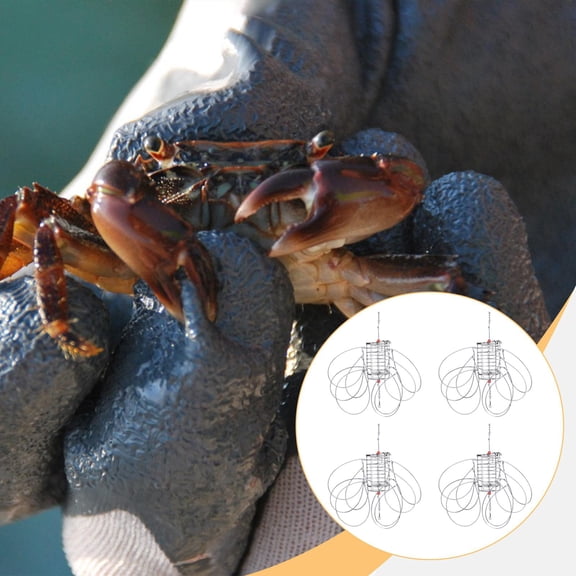 koolsoo 4x Cylindrical Crab Trap with Cage 2.8x1.8inch Shellfish Capture Device