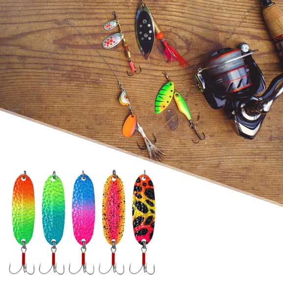 koolsoo 5 Pieces Fishing Spoons Iron Tackle Fishing Lures for Crappie Redfish Salmon 7G 5.7cm
