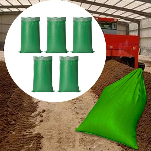 koolsoo 5 Pieces Lawn Garden Bags,Leaf Container,Waterproof Coated Sacks,Professional Double Layer Transport Sacks,Reusable Leaf Bags 45x75cm
