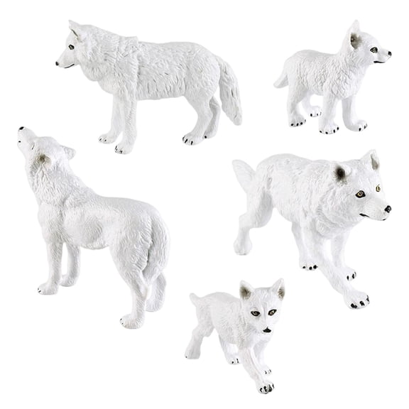 koolsoo 5 Pieces Wolf Figurines Animal Toys Realistic Figures Simulation Wildlife Model Material Suitable for Collecting Educational Play Classroom
