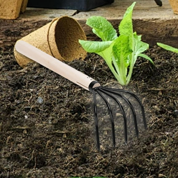 koolsoo 5 Tines Garden Rake Claw Rake Practical Easy to Use Lightweight Leaf Rake Garden Hand Rake for Combing Leaves Weeding Digging 36cmx10cm