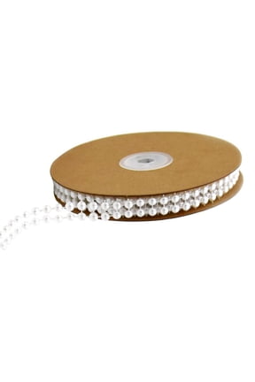 5 Yards Beads Pearl String Mesh Ribbon Sewing Craft Wedding Decoration , White, 12mm