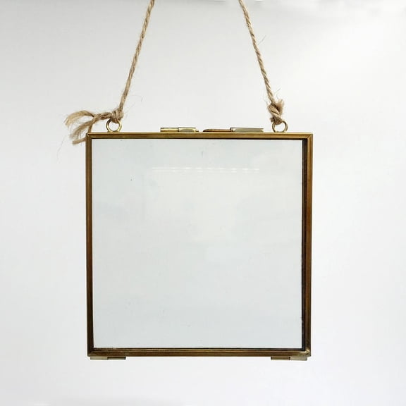 koolsoo 6.3x6.3 inches Hanging Picture s, metal Pressed Glass Photo Bronze with Locket Closure for Wall Windows Photo Display 6.3x6.3in