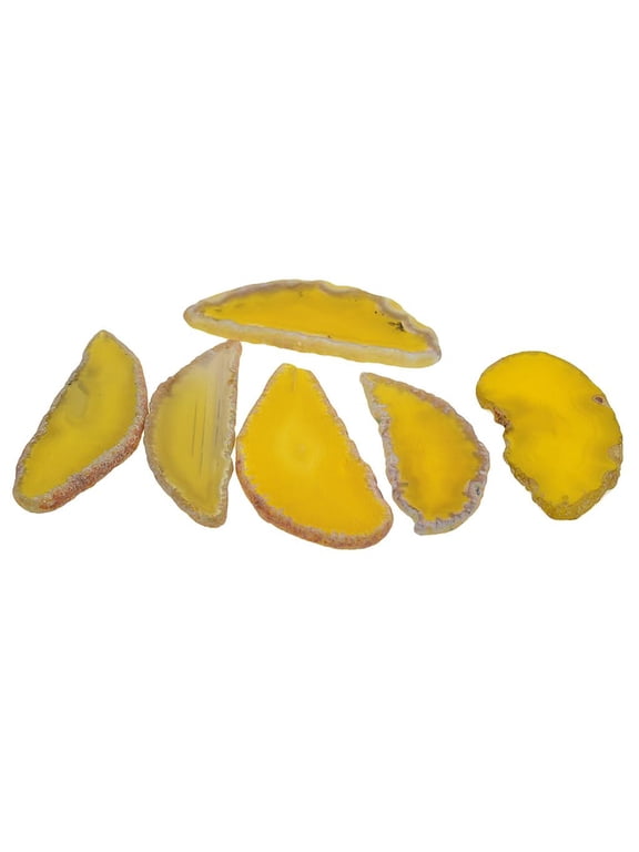 6 Pieces Natural Agate Slice Polished Irregular Crystal Slice Stone Quartz Pendant For Handmade Making Jewelry Gift Home Decor, 0.06" Drilled Hole
