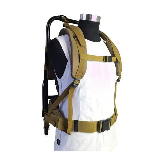 koolsoo 60kg Heavy Carrying Backpack Frame Aluminum Alloy Nylon for Outdoor Trekking Khaki