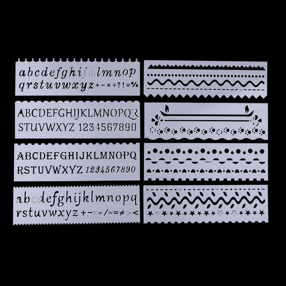 koolsoo 8 Pieces Plastic Stencils Rulers for Journal And Diary Hand Account DIY Drawing Stencils, Greeting Card /Travel Journal Template Art Drafting Tools - Wave