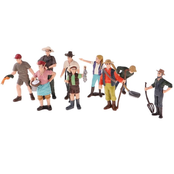 koolsoo 9 Pieces HO Scale Tiny People Model Simulation People Model Farmer Characters Action Figures Hand Painted Figure Standing Pose