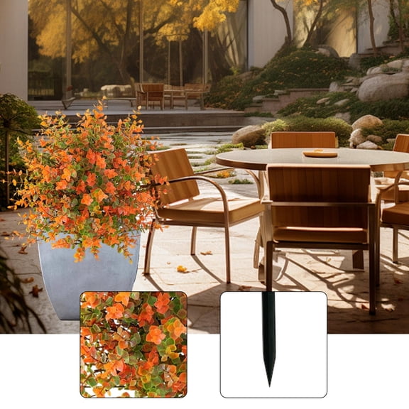 koolsoo Artificial Plants Garden Stake Fall Decor Eucalyle Artificial Autumn Flowers for Backyard Thanksgiving Day Porch Yard Outdoor