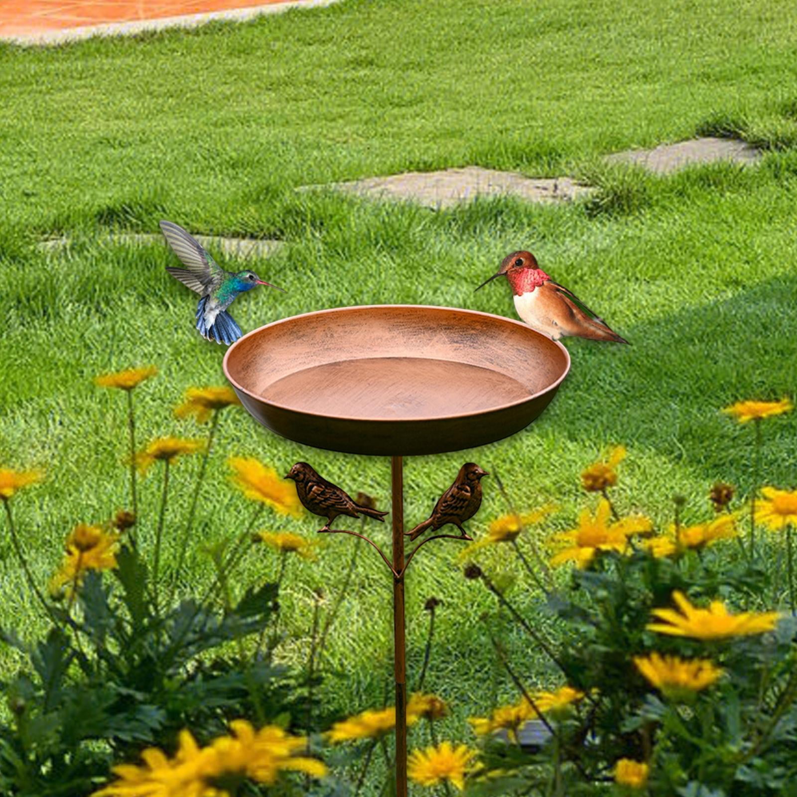 koolsoo Bird Bath Bowl Feeder Bowl Metal Iron Pedestal Decoration Vintage Design Birdfeeder Freestanding Birdbath for Patio Yard Lawn