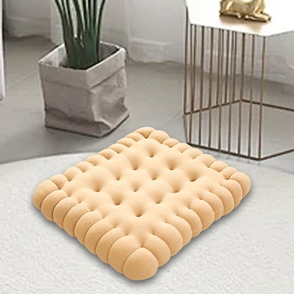 koolsoo Biscuit Shape Cushion Biscuit Pillow Butt Cushion Soft Comfortable Modern Throw Pillow Chair Pad for Bar Tatami Office Chair Gift Square