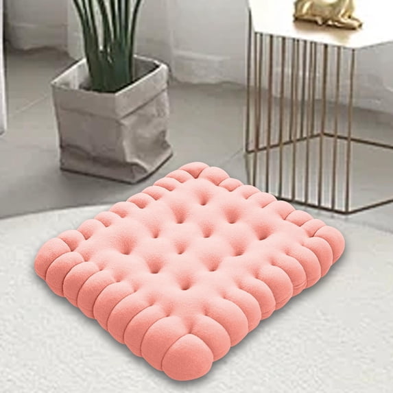 koolsoo Biscuit Shape Cushion Biscuit Pillow Butt Cushion Soft Comfortable Modern Throw Pillow Chair Pad for Bar Tatami Office Chair Gift Square